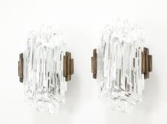  Hillebrand Pair of 1970s Ice Crystal Glass Sconces by Hillebrand 3 Pairs Available  - 4716609