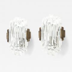  Hillebrand Pair of 1970s Ice Crystal Glass Sconces by Hillebrand 3 Pairs Available  - 4716618