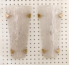  Hillebrand Pair of Angular Glass Sconces with Brass Accents - 3076464