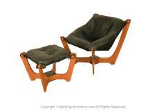  Hjellegjerde Mid Century Leather Luna Sling Lounge Chair Ottoman by Hjellegjerde Norway - 3521812