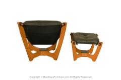  Hjellegjerde Mid Century Leather Luna Sling Lounge Chair Ottoman by Hjellegjerde Norway - 3521817