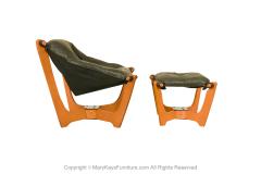  Hjellegjerde Mid Century Leather Luna Sling Lounge Chair Ottoman by Hjellegjerde Norway - 3521820