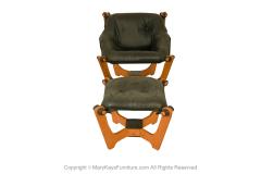  Hjellegjerde Mid Century Leather Luna Sling Lounge Chair Ottoman by Hjellegjerde Norway - 3521827