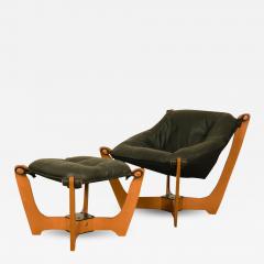  Hjellegjerde Mid Century Leather Luna Sling Lounge Chair Ottoman by Hjellegjerde Norway - 3527770