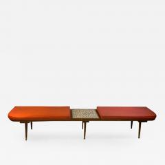  Hohenberg Original MID CENTURY MODERN BENCH WITH ATTACHED TILE COFFEE TABLE BY HOHENBERG - 1648149
