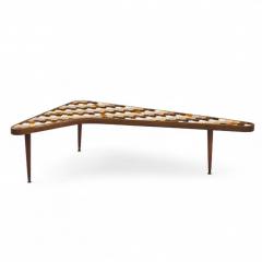  Hohenberg Original Richard Hohenberg Boomerang Kidney Form Walnut and Tile Top Coffee Table - 4387469