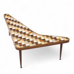  Hohenberg Original Richard Hohenberg Boomerang Kidney Form Walnut and Tile Top Coffee Table - 4387475