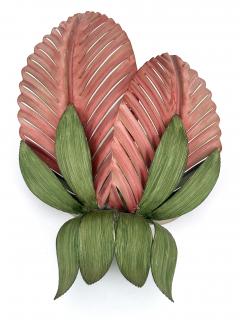  Holl nder Leuchten Rare Mid Century Double Leaf Floral Sconce by Holl nder Leuchten Germany 1970s - 4599895