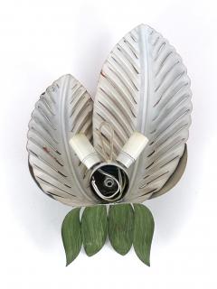  Holl nder Leuchten Rare Mid Century Double Leaf Floral Sconce by Holl nder Leuchten Germany 1970s - 4599904