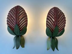  Holl nder Leuchten Set of Two Rare Mid Century Floral Sconces by Holl nder Leuchten Germany 1970s - 4240122
