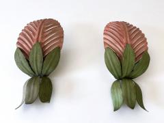  Holl nder Leuchten Set of Two Rare Mid Century Floral Sconces by Holl nder Leuchten Germany 1970s - 4240123
