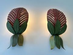  Holl nder Leuchten Set of Two Rare Mid Century Floral Sconces by Holl nder Leuchten Germany 1970s - 4240124