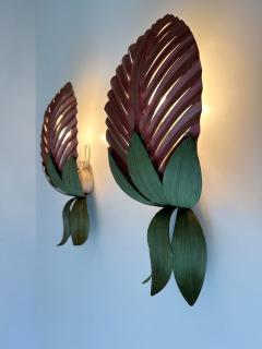  Holl nder Leuchten Set of Two Rare Mid Century Floral Sconces by Holl nder Leuchten Germany 1970s - 4240130