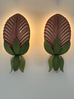  Holl nder Leuchten Set of Two Rare Mid Century Floral Sconces by Holl nder Leuchten Germany 1970s - 4599879