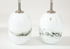  Holmegaard Michael Bang Grey Inclusion Glass Orb Lamps - 2261522