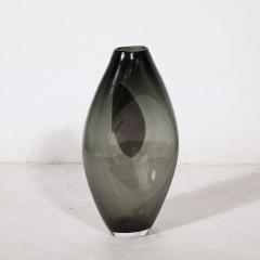  Holmegaard Mid Century Hand Blown Smoked Glass White Amethyst Detailed Vase by Holmegaard - 3523857