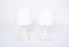  Holmegaard Pair of 1970s tall White Glass Table Lamps model Candy by Holmegaard - 2728661