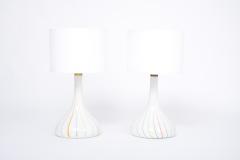  Holmegaard Pair of 1970s tall White Glass Table Lamps model Candy by Holmegaard - 2728662
