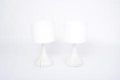  Holmegaard Pair of 1970s tall White Glass Table Lamps model Candy by Holmegaard - 2728663