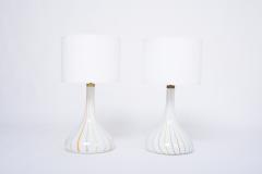  Holmegaard Pair of 1970s tall White Glass Table Lamps model Candy by Holmegaard - 2728667