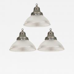  Holophane Set of 3 English Industrial Factory Pendants - 1472955