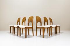  Holstebro M belfabrik Six Teak Dining Chairs in Off White Upholstery by Holstebro Denmark 1970s - 3868759