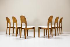  Holstebro M belfabrik Six Teak Dining Chairs in Off White Upholstery by Holstebro Denmark 1970s - 3868760