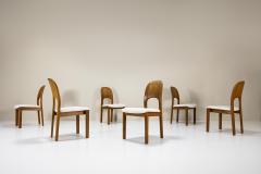  Holstebro M belfabrik Six Teak Dining Chairs in Off White Upholstery by Holstebro Denmark 1970s - 3868761