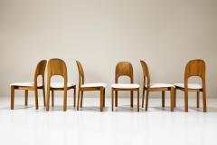  Holstebro M belfabrik Six Teak Dining Chairs in Off White Upholstery by Holstebro Denmark 1970s - 3868763