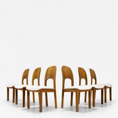  Holstebro M belfabrik Six Teak Dining Chairs in Off White Upholstery by Holstebro Denmark 1970s - 3871355