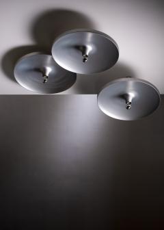  Honsel Leuchten Set of 3 Large Aluminum Ceiling Lamps used by Charlotte Perriand - 2477501