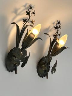  Honsel Leuchten Set of Two Elegant Vine Leaves Sconces by Honsel Leuchten Germany 1970s - 4547404