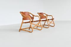  Horsnaes M bler Pair of Manilla lounge chairs in cognac leather Denmark 1960 - 3874818