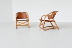  Horsnaes M bler Pair of Manilla lounge chairs in cognac leather Denmark 1960 - 3874820