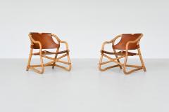  Horsnaes M bler Pair of Manilla lounge chairs in cognac leather Denmark 1960 - 3874821