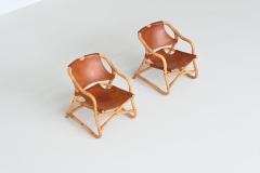  Horsnaes M bler Pair of Manilla lounge chairs in cognac leather Denmark 1960 - 3874823