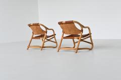  Horsnaes M bler Pair of Manilla lounge chairs in cognac leather Denmark 1960 - 3874824