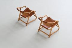  Horsnaes M bler Pair of Manilla lounge chairs in cognac leather Denmark 1960 - 3874825