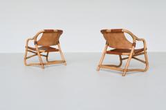  Horsnaes M bler Pair of Manilla lounge chairs in cognac leather Denmark 1960 - 3874826