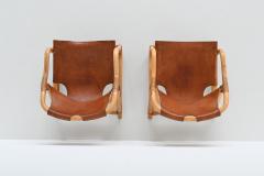  Horsnaes M bler Pair of Manilla lounge chairs in cognac leather Denmark 1960 - 3874828