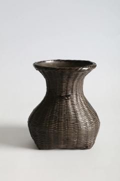  Hotoku Bronze Flower Vessel in the Form of a Hanging Bamboo Basket ca 1900 - 3977398