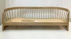  Howard Furniture Manufacturing 1980s Postmodern Spindle back Solid Oak Sofa Howard Furniture Pair Available - 3503075
