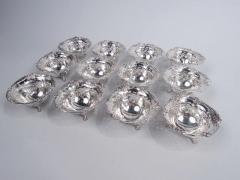  Howard Sterling Co Set of 12 Antique American Art Nouveau Sterling Silver Nut Dishes - 3769699