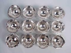  Howard Sterling Co Set of 12 Antique American Art Nouveau Sterling Silver Nut Dishes - 3769700