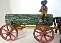 Hubley American Cast Iron Toy Oxen Drawn Log on Carriage with Rider Hubley Ca 1906 - 531590