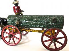  Hubley American Cast Iron Toy Oxen Drawn Log on Carriage with Rider Hubley Ca 1906 - 531600