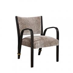  Hughes Steiner Mid Century Ebonized Walnut Brass Holly Hunt Velvet Chairs by Hughes Steiner - 2909424
