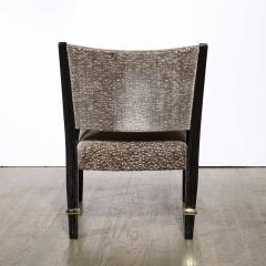  Hughes Steiner Mid Century Ebonized Walnut Brass Holly Hunt Velvet Chairs by Hughes Steiner - 2909466