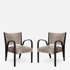  Hughes Steiner Mid Century Ebonized Walnut Brass Holly Hunt Velvet Chairs by Hughes Steiner - 2910767
