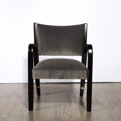  Hughes Steiner Mid Century Modern Ebonized Walnut Brass Spring Back Chairs by Hughes Steiner - 2909337